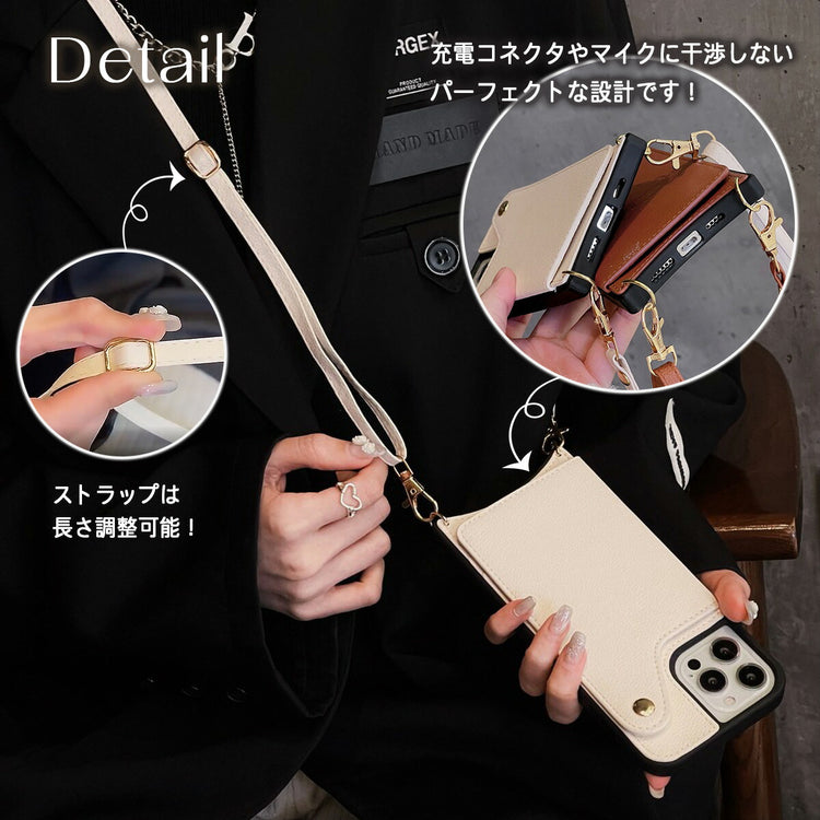 iPhone 13 Pro 手帳型ケース|ショルダーストラップ付き PUレザー - 画像7