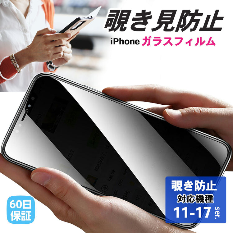 iPhone 覗き見防止ガラスフィルム|プライバシー保護 17/16/15対応 の全体像。