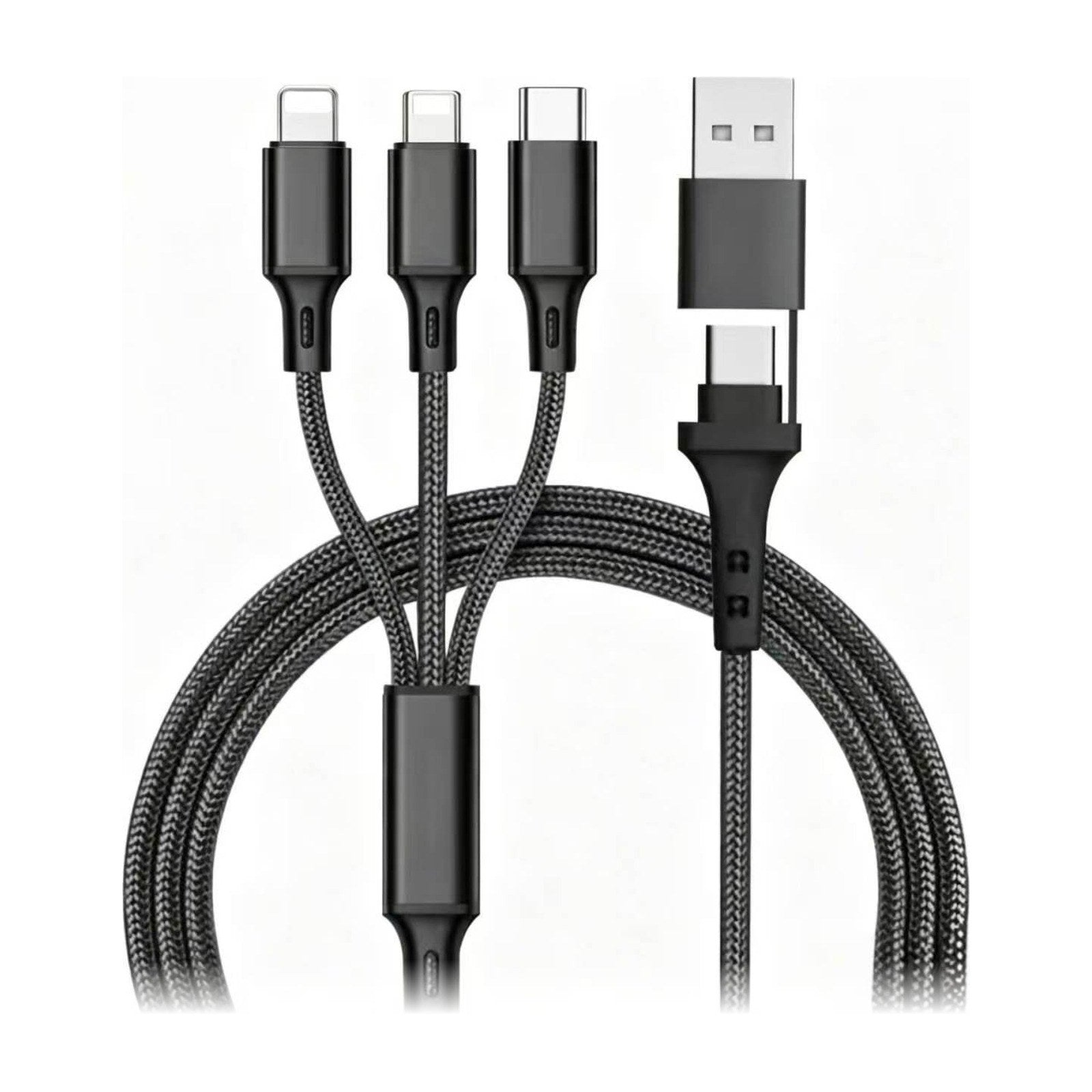 3in2 充電ケーブル Lightning×2＋Type-C 3台同時充電 3A急速充電