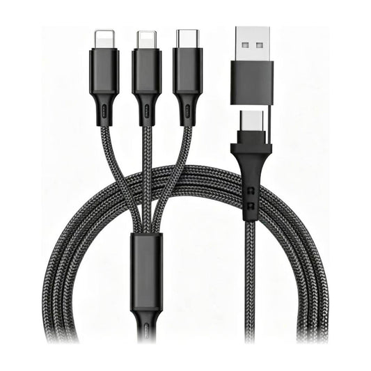 3in2 充電ケーブル Lightning×2＋Type-C 本体（ブラック）