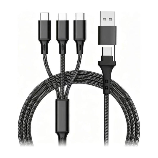 3in2 マルチ充電ケーブル 全端子Type-C 本体（ブラック）