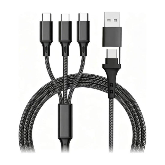 3in2 マルチ充電ケーブル 全端子Type-C 本体（ブラック）