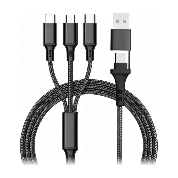 3in2 マルチ充電ケーブル 全端子Type-C 本体（ブラック）