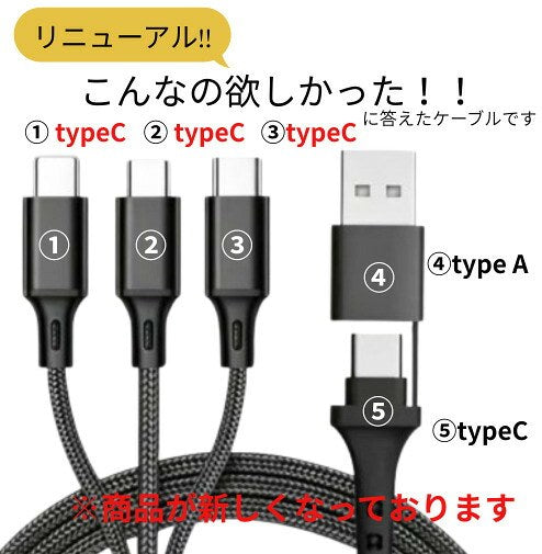 端子構成：Type-C×3出力、USB-A/Type-C 2種入力
