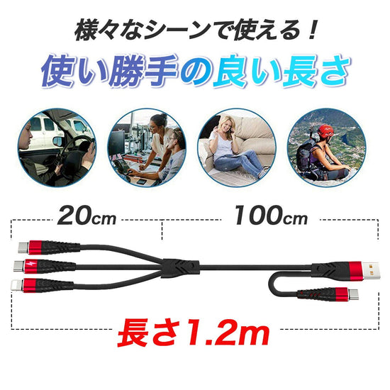 使いやすい長さ1.2m（分岐20cm）