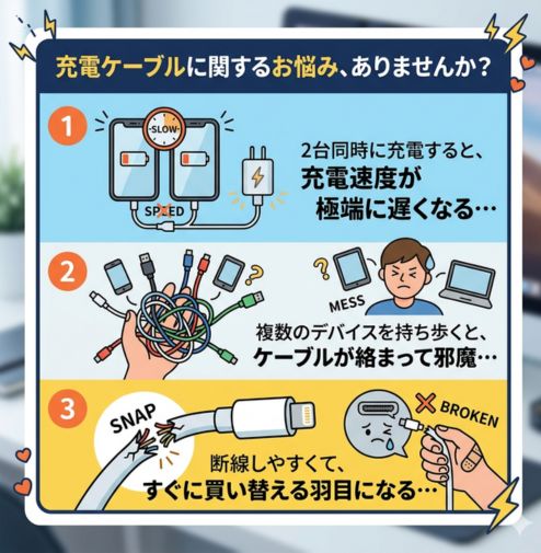 iPhone さらさら アンチグレアフィルム 指紋つかない 100W 2in1 マルチ充電ケーブル セット iPhone 17 16 15 14 13 12 マット 反射防止 指紋防止 同時充電 ゲーミング