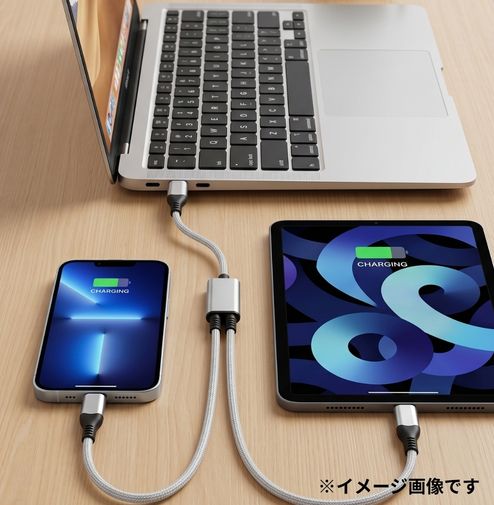 iPhone さらさら アンチグレアフィルム 指紋つかない 100W 2in1 マルチ充電ケーブル セット iPhone 17 16 15 14 13 12 マット 反射防止 指紋防止 同時充電 ゲーミング