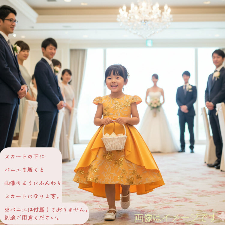 ポリエステル サテン チュール 素材 ドレス 七五三 リングガール 4歳 身長 胴回り調整 ウエストリボン 構造 サラッと快適手触り しっかり 丁寧縫製 容易な着脱 背面ファスナー 女の子 フォーマル パーティー イベント 衣装 A08 ピタッ