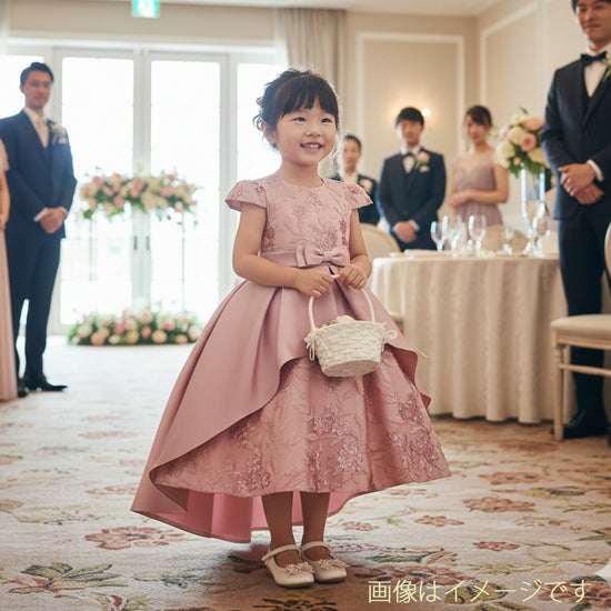 キッズドレス 105~115cm ポリエステル サテン チュール バックファスナー ウエストリボン 七五三 リングガール 4歳 薄手 ピタッとフィット 軽量 ポリエステル バックファスナー キッズドレス 薄型 シルエット キュート 発表会 演奏会