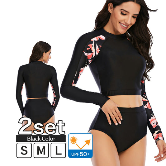 レディース 水着 Sサイズ 上下セット サラッと速乾 吸汗速乾 カバー 20代 30代 40代 50代 フィットネス セパレート 機能 伸縮素材 ラッシュガード カット 水陸両用 フィットネス ヨガ 50+ L ポリエステル ポリウレタン 快適 速乾性