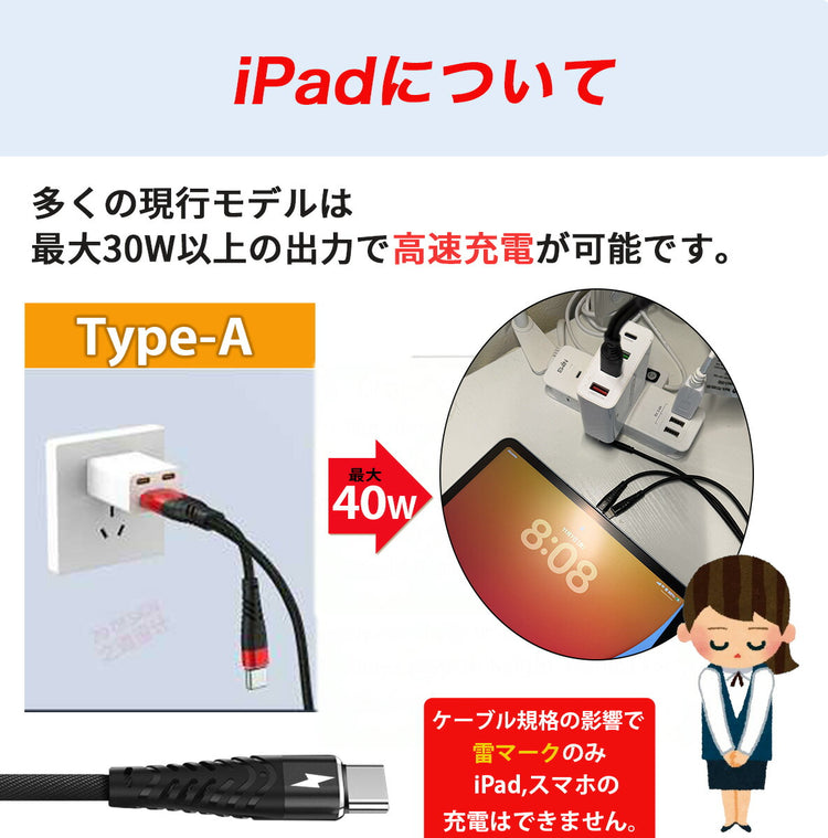 5in1 マルチ充電ケーブル 40W｜USB-C/Lightning 急速充電 - 画像10