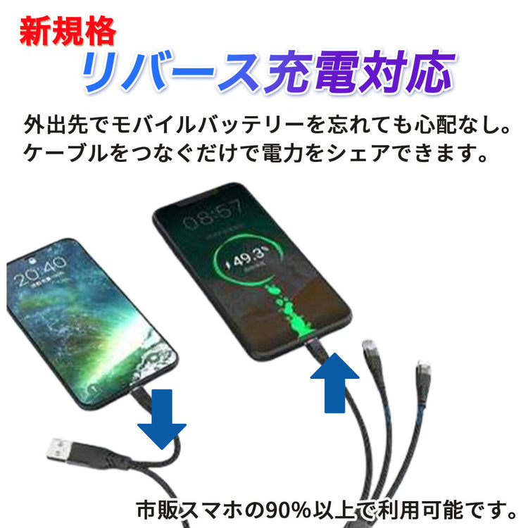 5in1 マルチ充電ケーブル 40W｜USB-C/Lightning 急速充電 - 画像3