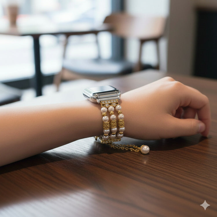 Apple Watch パールブレスレットバンド｜ラインストーン レディース - 画像2
