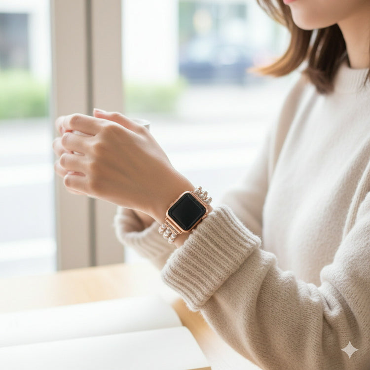 Apple Watch パールブレスレットバンド｜ラインストーン レディース - 画像3