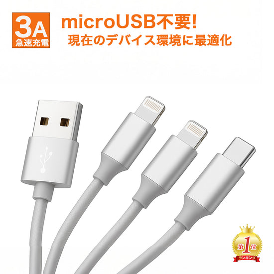 iPhone 充電ケーブル｜Lightning/USB-C アダプタ 高耐久 の全体像。両端USB Type-Cの充電ケーブル。