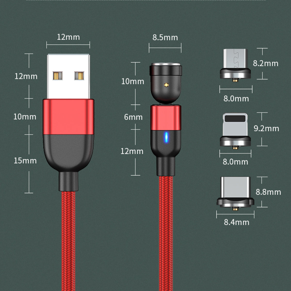 3in1 マグネット USB 充電ケーブル 2A 1m – WorldSelect Shop